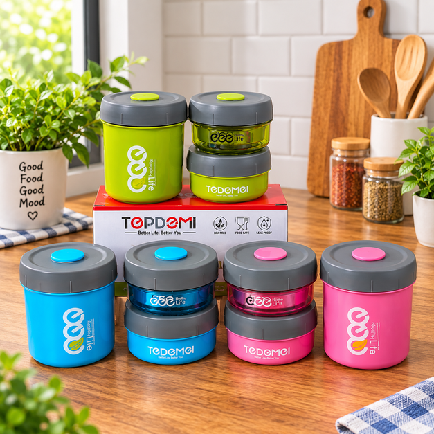 860ml Tedemei 3 Piece Stainless Steel Lunch Box